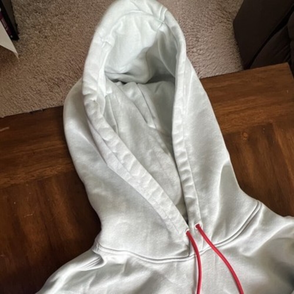 HUGO Men’s Pullover Hoodie White Solid Fleece Logo Drawstring Pockets XL - Picture 6 of 7